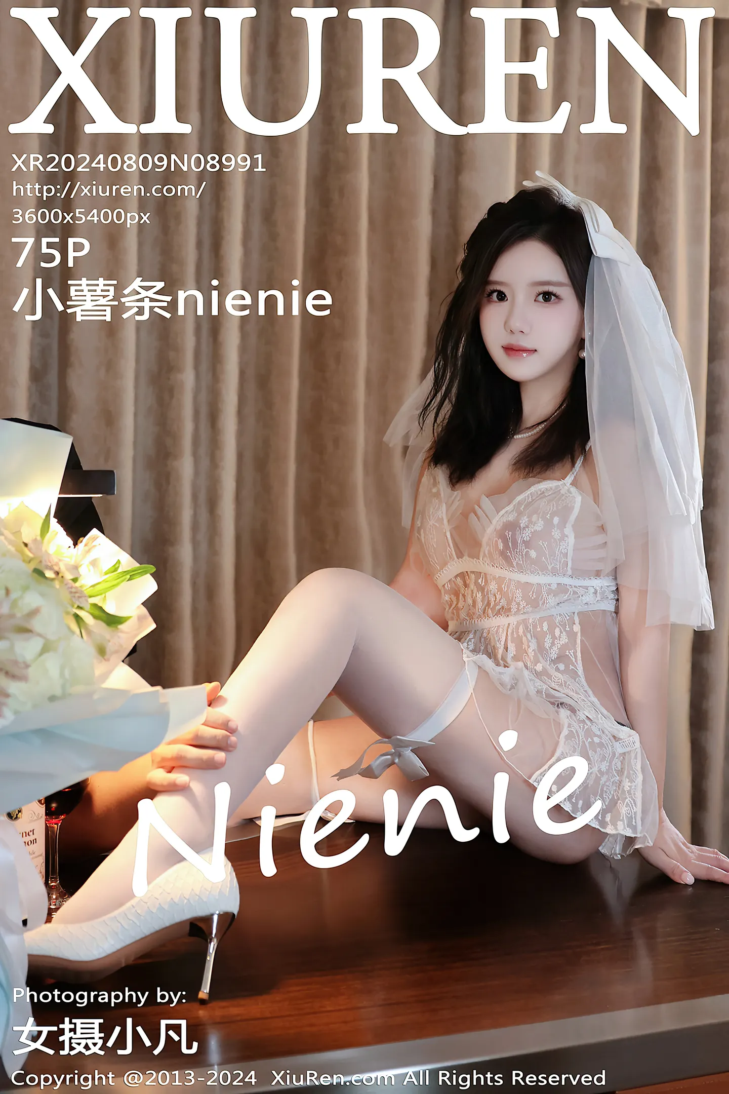 [XiuRen秀人网]No.8991_模特小薯条nienie性感白色连衣短裙配白丝袜秀完美身材诱惑写真75P-秀人网 - XiuRen.Space